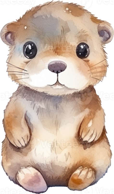 Cute Otter Watercolor Illustration Ai Generated 24831654 Png