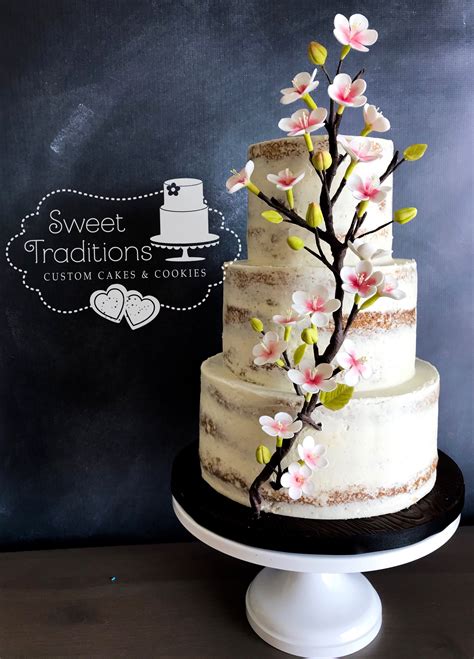 Cherry Blossom Semi Naked Wedding Cake Japanese Theme Parties Japanese