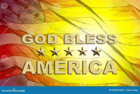 God Bless America Banner On The American Flag Stock Illustration