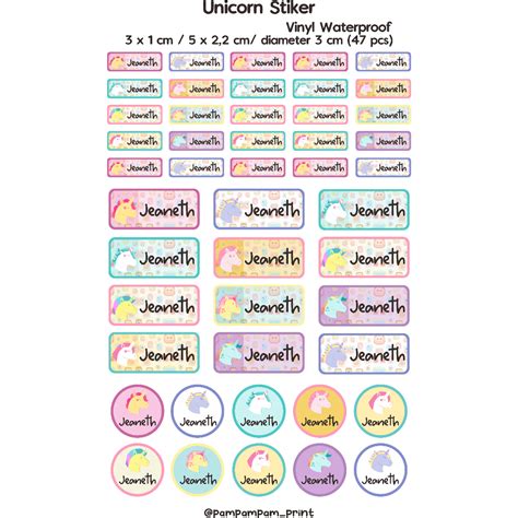 Jual Stiker Nama Waterproof Unicorn Shopee Indonesia