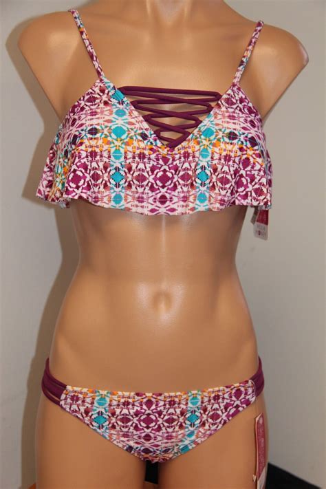 Nwt Hula Honey Swimsuit Bikini Piece Set Sz Xs Wine Ebay