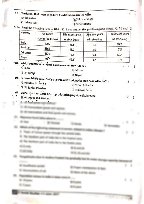 Solution Th Class Social Model Paper With Answers Studypool