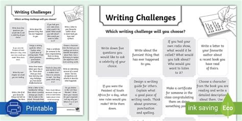 Writing Challenge Worksheet Teacher Made Twinkl