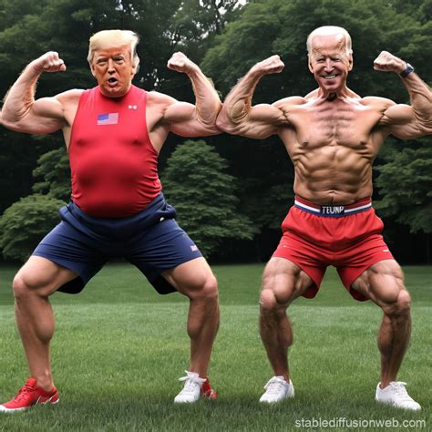 Donald Trump And Joe Biden Building Muscles Stable Diffusion Online