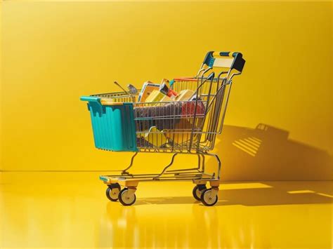 Premium AI Image | Minimalist Shopping Yellow Background with Shopping Cart