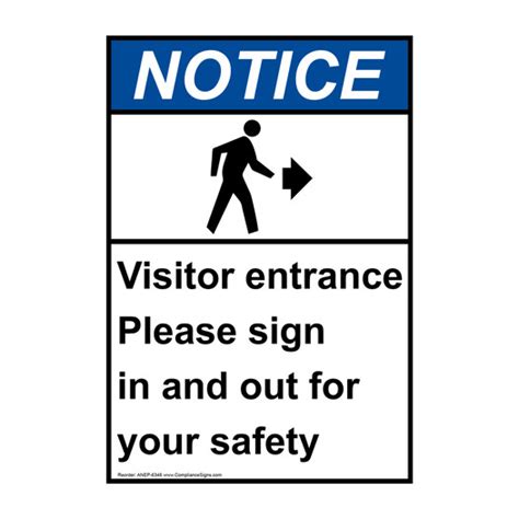 Vertical Visitor Entrance Please Sign In Sign Ansi Notice Visitors