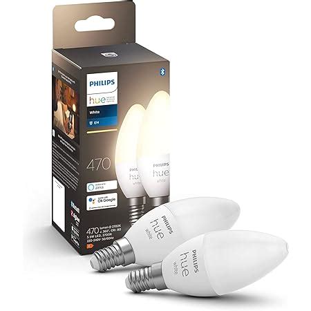 Philips Hue NEW White Smart Light Bulb Lustre 2 Pack E14 Small Edison