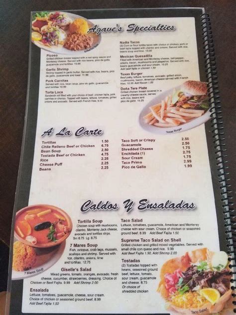 Menu At Agave Mexican Restaurant Cleveland