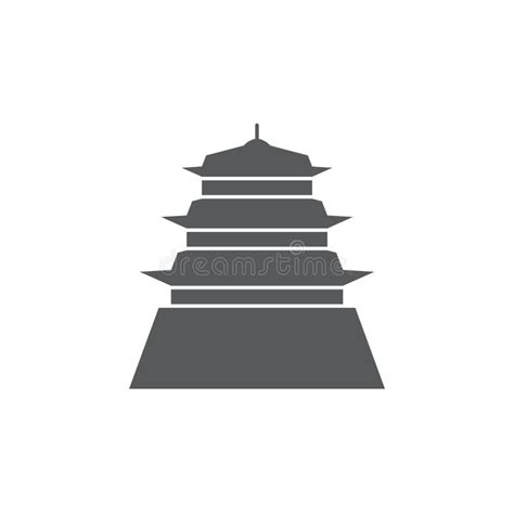 Asian Pagoda Vector Icon Symbol Architecture Isolated On White