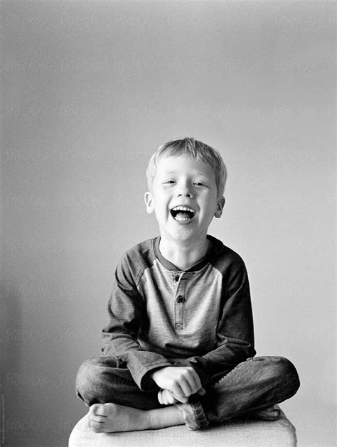 "Cute Laughing Boy In Black And White" by Stocksy Contributor "Meghan ...