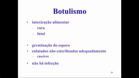 Aprenda Plugado BACTERIOLOGIA Aula 16 Slide 29 Botulismo YouTube