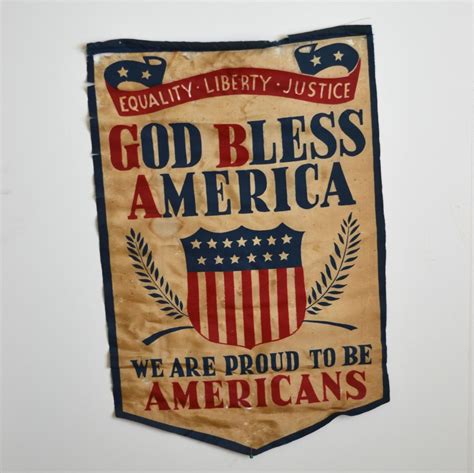 Vintage 1919 Wwi God Bless America Banner Flag Silk