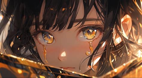 Premium Photo | Anime girl with teary eyes staring at camera with ...