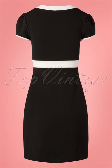 60s Terri A Line Dress In Black And Ivory