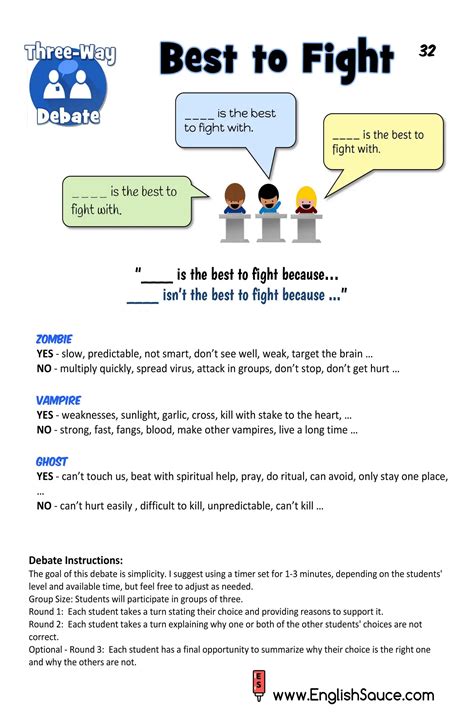Worksheet - Speaking - Mini-Debate 32 - EnglishSauce