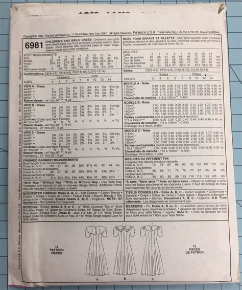 Girls Dress Pattern Mccalls 6981 Sz 7 10 Vintage 1994 Ebay