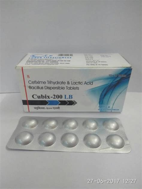 Cubix LB Cefixime Trihydrate Lactic Acid Bacillus Dispersible Tablet