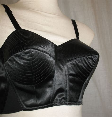 Vintage 1950s Black Satin Bullet Bra 36 Bust And Band Size 315 C D Cup Nwot Never Worn