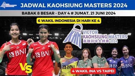 Jadwal Kaohsiung Masters Day Ester Vs Komang Ayu Wakil