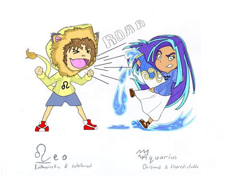 Zodiac 12: Leo and Aquarius Colored by JayLee2014 on DeviantArt