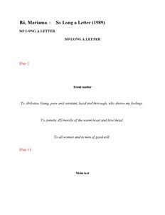 Download So Long a Letter PDF by Mariama Bâ