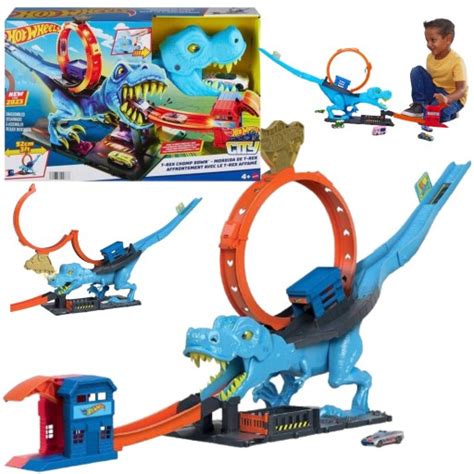 Tor HOT WHEELS CITY ZESTAW Do Zabawy Pętla Dinozaur T rex WYŚCIGOWY Autko