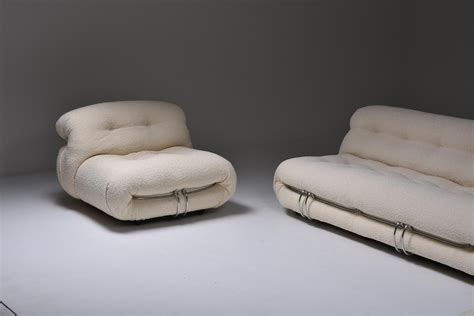 Cassina Soriana Four Seater Sofa By Afra And Tobia Scarpa In Bouclé 1970s For Sale At 1stdibs