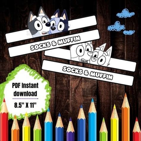 Digital File Bluey Headband Bluey Friends Birthday Hats Coloring Etsy