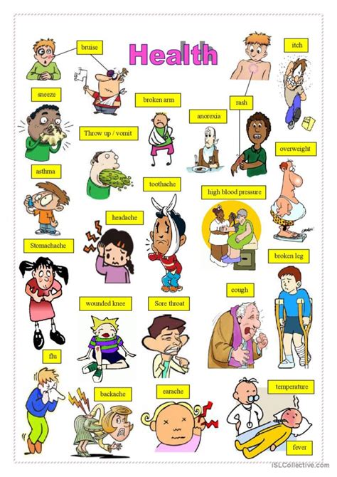 Health 1 Pictionary Picture Diction… English Esl Worksheets Pdf And Doc