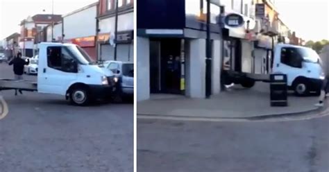 Astonishing Moment Truck Is Rammed Into A Takeaway As Watching Crowd