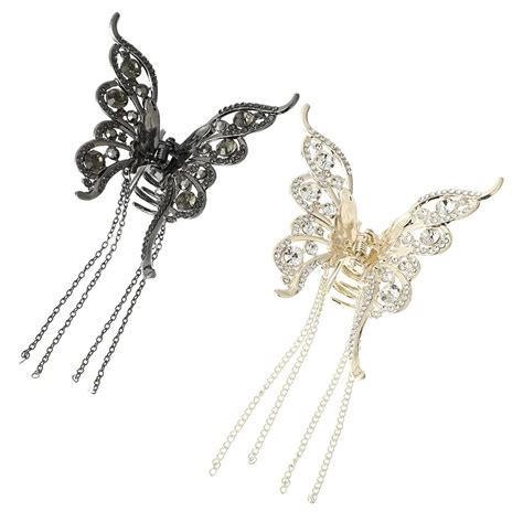 Простая однотонная заколка для волос в виде бабочки из полого сплава со ...