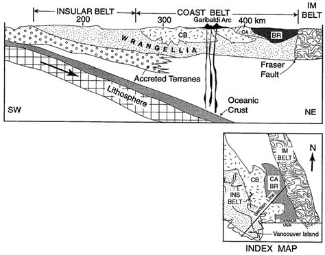 Idealized geologic cross section of SE British Columbia, Canada ...