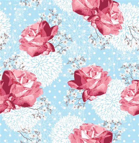 Cute Seamless Vintage Rose Pattern Background With Flowers And — Stock