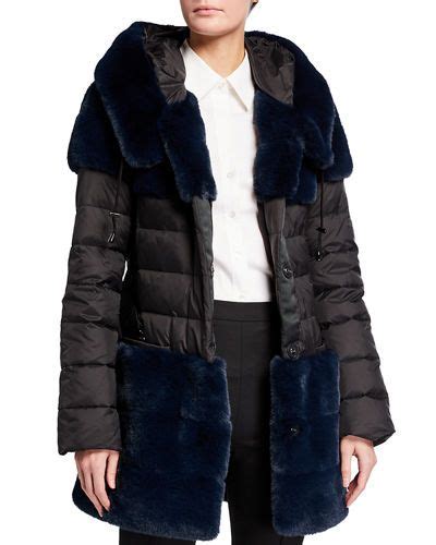 Belle Fare The Erika Faux Fur Belted Down Jacket Jackets Down Jacket