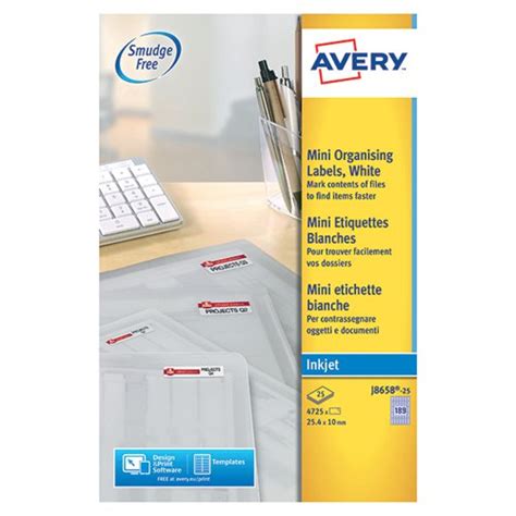 Buy Avery Inkjet Mini Labels 189 Per Sheet White Pack Of 4725 J8658