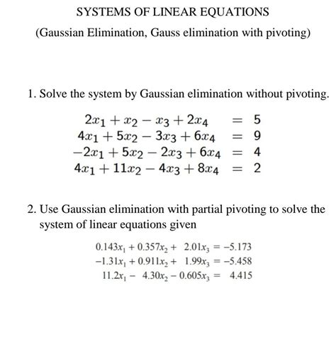 Systems Of Linear Equations Solving By Gaussian Elimination Tessshebaylo