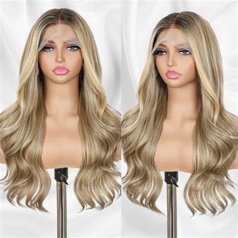 Amazon SAPPHIREWIGS Blonde Synthetic Lace Front Wig Ash Blonde Highlight Loose Body