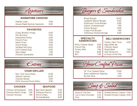 Red Cedar Menu