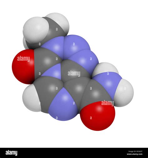 Temozolomide Cancer Chemotherapy Drug Chemical Structure Atoms Are