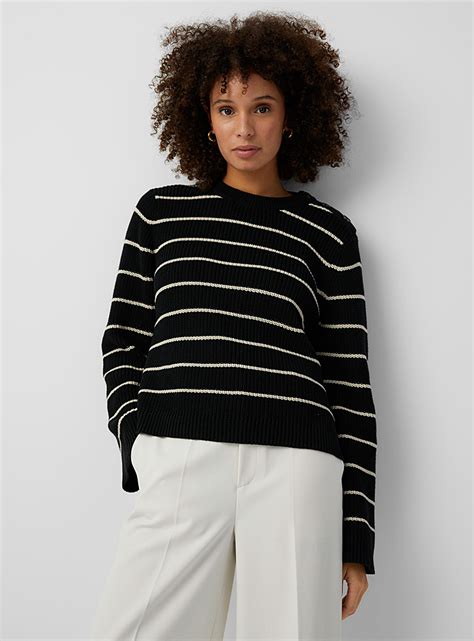 Striped Shaker Rib Sweater Contemporaine Stripes And Patterns Simons