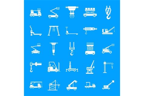 Lifting Machine Icons Set Simple Style By Anatolir56 TheHungryJPEG