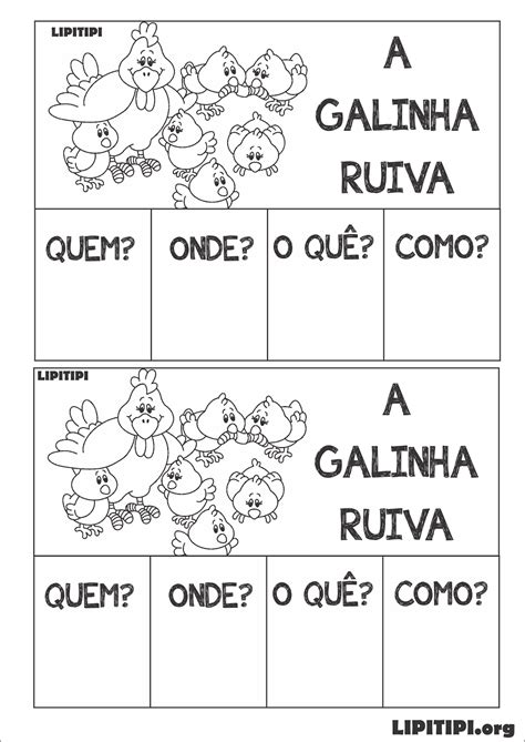 Atividade Compreensão de Texto A Galinha Ruiva Caderno interativo