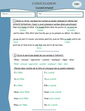 Fillable Online Conjugaison Le Pass Compos Blogs En Classe Fax Email