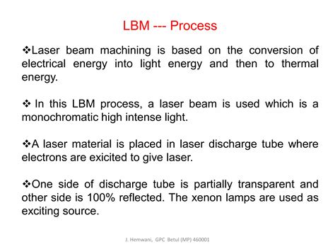 Laser Beam Machining Pdf Ppt