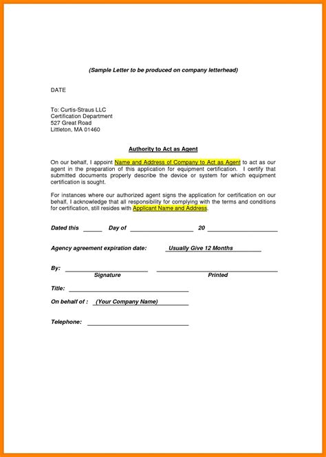 Template Authorization Letter Letter Authorization Template