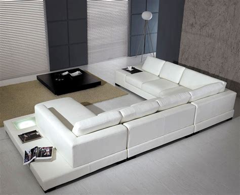 T35 White Leather Sectional Sofa Leather Sectionals