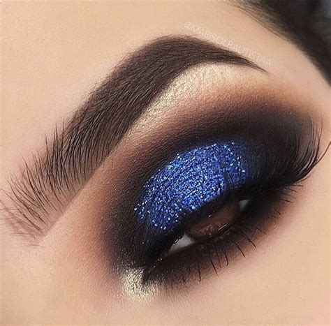 Blue Smokey Eye With Glitter Night Makeup Blue Makeup Eye Makeup Steps