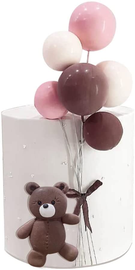 25 PCS Brown Bear Colorful Balloons Balls Cake Toppers for Birthday ...