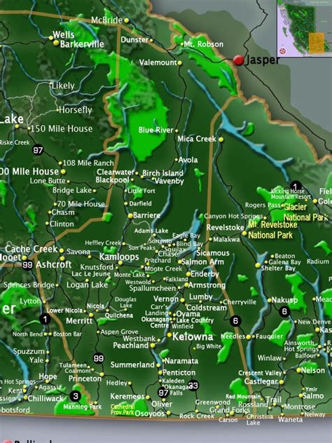 Map of Thompson Okanagan | BC maps | Go BC Travel