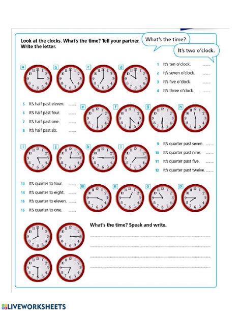 Telling The Time Ficha Interactiva Time Worksheets English